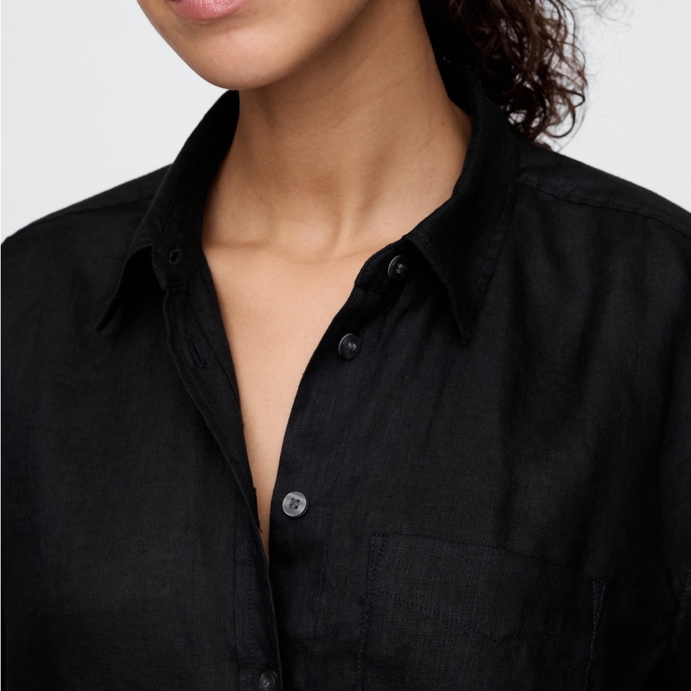 Gap 100% Linen Oversized Button Down Shirt -Black, size Small​ - Picture 4 of 8